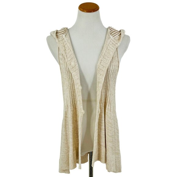 RARE Free People Boho Sleeveless Hooded Textured Knit Cardigan | Coastal Grandma - Picture 10 of 11